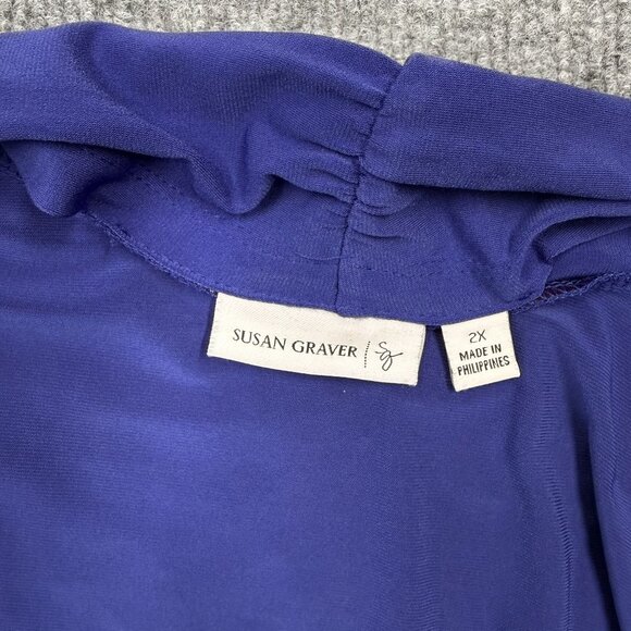 Susan Graver Liquid Knit Open Front Cardigan Jacket Size 2X Minimalist Workwear - Picture 6 of 10